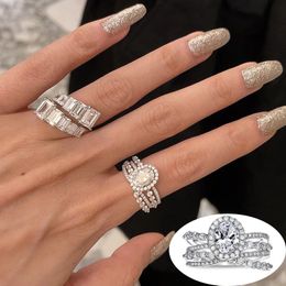 Luxury Water Drop CZ Zirconia Adjustable Open Rings for Women Crystal Stones Female Dainty Jewelry Anillos De Compromiso