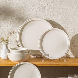 Plates Ceramic Flat Dinner Microwave Oven And Dishwasher Safe Scratch Resistant Modern Dinnerware Kitchen Porcelain Serving