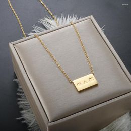 Chains Stainless Steel Symbol Necklace Square Pendant Fashion Waterproof Metal Gold Plated Choker Trendy Jewelry Gift