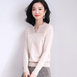 Women's Sweaters 2023 Women Elegant Fashion Designer Clothing For Ladies Solid Sexing V-neck Pullovers Korean Long Sleeve Knitted Tops