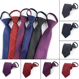 Bow Ties Men Zipper Lazy Tie Solid Color Red Blue Black Business Necktie Skinny Bridegroom Party Dress Wedding Accessories Gift