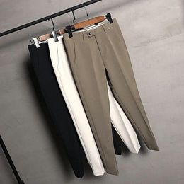 Men's Suits British Style Men Suit Pants Slim Feet Stretch Trousers Business Formal Working Wedding Casual Male Brand Clothing A129