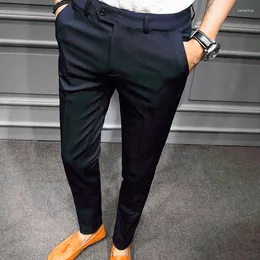 Men's Suits 2023 Summer Elastic Ice Silk Business Dress Pants Men Slim Casual Office Social Suit Breathable Streetwear Trousers W25