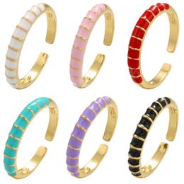 18K Gold Plated Finger Rings Slim Neon Open Cuff Ring White Blue Black Small Jewellery For Women Wedding Party Gifts