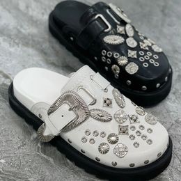 Rivets Punk Platform Mules 331 Summer Women Rock Leather Slippers Creative Metal Fittings Casual Party Shoes Outdoor Slides 230717 347