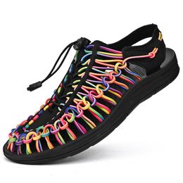 Sandals Hand Woven Series Outdoor Hiking Men's and Women's Beach Shoes Sand Hawaii Surfing Motion Leisure 2023 Large Size dance 230718