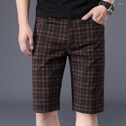 Men's Shorts 2023 Summer Casual Plaid Stretch Cotton Fashion Business Short Pants Male Brand Clothes