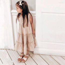 Girl Dresses Girls Summer Dress Cotton And Linen For Casual Long Style Children Clothing Sleeveless Kids Vestidos