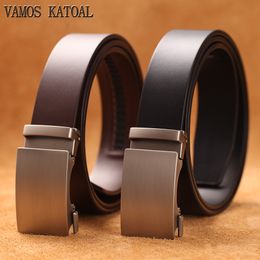 Neck Ties Genuine Cow Leather Automatic Belt For Men Formal Buckle Mens business Strap 230718