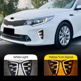 1 Set LED DRL Daytime running light Fog Lamp For Kia K5 Optima 2016 2017 Auto Drive light with yellow turn signal324L