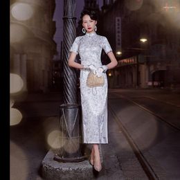 Ethnic Clothing Summer Women Silk Vintage Chinese Style Traditional Qipao Evening Dress Plus Size Cosplay Elegant Cheongsam Dresses