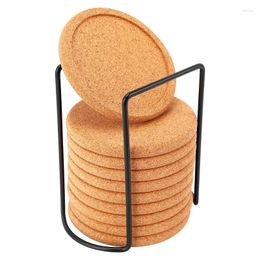 Table Mats Cork Coasters With Lip For Drinks Absorbent Thick Rustic Saucer Holder Heat & Water Resistant Reusable Natural Round C