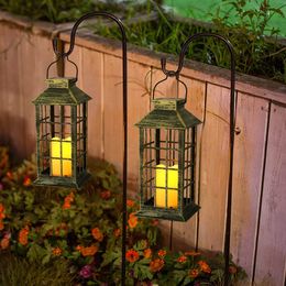 Garden Decorations Solar Candle Lamp Decoration Light LED Outdoor Twinkle Lantern Waterproof Hanging 230717