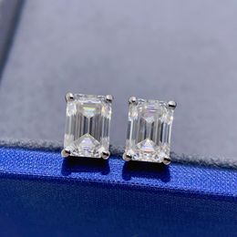 Allergic Free 925 Sterling Silver Gold Plated Sqaure Diamond Moissanite Earrings Studs for Men Women Nice Gift