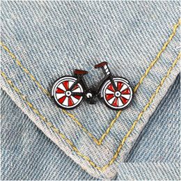 Pins Brooches Red Bike Enamel Pin Cartoon Bicycle Badge Brooch Lapel Denim Jeans Bags Shirt Collar Cool Jewellery Gift For Kids Frien Dhndp