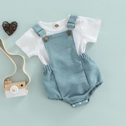 Clothing Sets 0-24M Born Infant Baby Boys Clothes Set Short Sleeve T-shirt Overalls Corduroy Shorts Outfits Summer Costumes D01