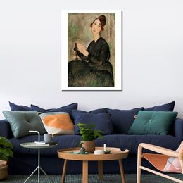 Beautiful Woman Canvas Art Study Room Decor Portrait of Dedie Hayden 1918 Amedeo Modigliani Painting Handmade High Quality