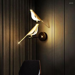 Wall Lamp Nordic Style Art Magpie Bird LED Bedroom Bedside Parlor Background Decoration Sconce Indoor Lighting