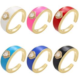 Y2K Chic Love Heart Crystal Zircon Finger Rings High Quality 18K Gold Plated Ring For Women Fashion Lucky Jewellery Gifts