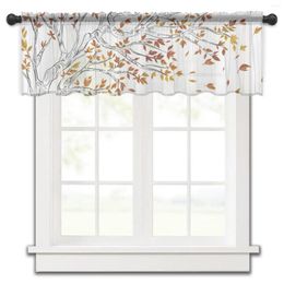 Curtain Autumn Tree Fallen Leaves Kitchen Small Window Tulle Sheer Short Bedroom Living Room Home Decor Voile Drapes