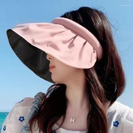 Wide Brim Hats Mikibobo Summer Empty Top Sun Hat For Women Anti UV Sunscreen Bucket Female Protection Outdoor Beach Cap