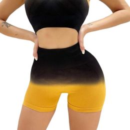 Active Shorts Yoga Sporting Clothes Jogging Clothing Fitness Leggings Push Up Plain Softness Scrunch BuSexy Yellow