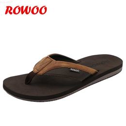 Slippers PU Leather Slippers Men Beach Flip Flops Breathable Fashion Summer Shoes Causal Sandals Indoor Male Footwear Retro Wholesale L230718