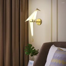Wall Lamp Modern Light Luxury LED Little Bird 110V 220V Bracket For Bedside Hallway Bedroom Warm Lamps Home Decor