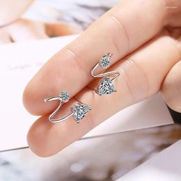 Stud Earrings Cute Tiny 5A Zirconia Cuff With Pierced Korean Style Fashion Wedding Party Jewellery Gifts For Women