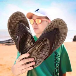 Slippers 2023 Summer New Men Slippers Breathable Beach Flip-Flops Massage Sandals Comfortable Fashion Male Outdoor Casual Shoes Footwear L230718