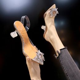 Dress Shoes Luxury Women Pumps Transparent High Heels Sexy Pointed Toe Slip-on Wedding Party Brand Fashion Shoes for Lady Thin Heels 230717