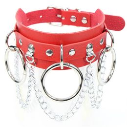 Fashion Sexy Choker Necklaces Goth Collar Chain Belt Necklace Pendant Pu leather Chocker Bondage Club Party Wedding Jewellery Gift2478