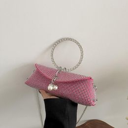 Evening Bags Shiny Bling Rhinestone Diamond Lipstick Luxury Bag Dinner Party Clutch Purse Women Handbags Chain Shoulder