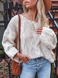 Women's Sweaters Fitshinling Oversize Twist Sweater Bohemian Fashion Sexy Pull Femme Solid Slim Knitted Jumper Knitwear New Pullover Jersey Mujer L230718