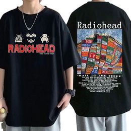 Radiohead Vintage Print T Shirt Men's Oversized 100% Cotton Unisex T-shirts Hip Hop Rock Band Hail To The Thief Music Album Tees