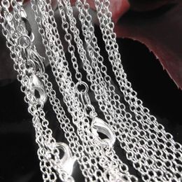 50pcs lot 925 Sterling Silver Rolo O Chain Necklaces Jewellery 1mm 16'' -- 30'' 925 Silver DIY Ch302P
