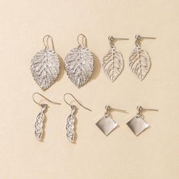 Dangle Earrings Bohemain Leaf Drop Earring Sets For Women Luxury Pearl Stone Hollow Geometric Party Jewelry Gift 4pair/set 15986