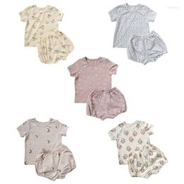 Clothing Sets Two-Piece Baby Suit Summer Clothes Short Sleeve Shirt & Shorts Set Girls Boys Unisex Home Breathable Pajama Outfit