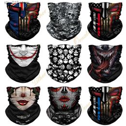 Cycling Caps Masks Breathable Skull Bandana Mask Punisher Neck Gaiter Camping Hiking Scarf Multifunctional Headband Cycling Face Mask Tube Buff Men T230718