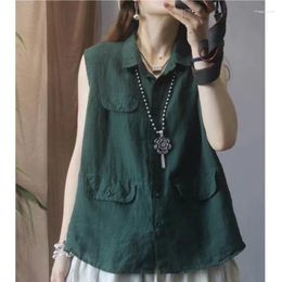Ethnic Clothing Summer Vintage Tops Women's Cotton Linen Cardigan Chinese Traditional Loose Soft Tang Suit Female Oriental Vest Shirts