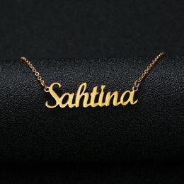 Perfect Gold Silver Color chain Personalized Custom Name Pendant Necklace Customized Cursive Nameplate Necklace Women Handmade Bir259l