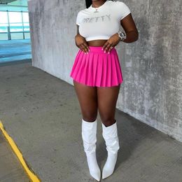 Skirts Women Kawaii Mini Skirt High Waist A-line Student Pleated Short Skirts Women Y2k Clothes Summer Solid Sexy Mini Skirt for Girls 230717