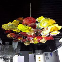 New Arrival Hand Blown Glass Ceiling Lighting Art Decorative Flower Chandelier Light Italian Murano Glass Plates Pendant Chandelie297A