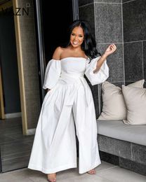 Women's Jumpsuits Rompers VAZN OD8297 product summer white jumpsuit full sleeve off shoulder lady skinny chic 230718