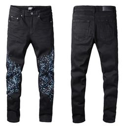 2022 Luxurys Designer Mens Jeans Fashion Slim-leg Jeans Five Star Biker Blue Pants Distressed Water Diamond Zebra Stripes Top Qual218R