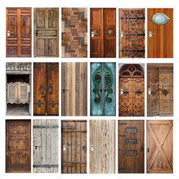 Wall Stickers Retro Imitation Wooden Door To Make Old PVC Waterproof Selfadhesive Scratchresistant Home Decoration Mural Posters 230717