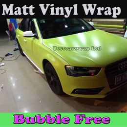 Pale Green Fluorescent Yellow Matte Vinyl Film For Car Wrap with Air Bubble Vehicle Graphic wrap 1 52x30m Roll 283Z