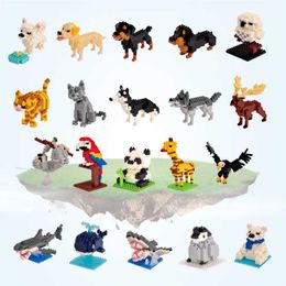 Blocks Mini Building Blocks Animal Diamond Model Micro Bricks Dog Cat Bird Moose Wolf Panda Macaw Toys For Children Birthday Gifts