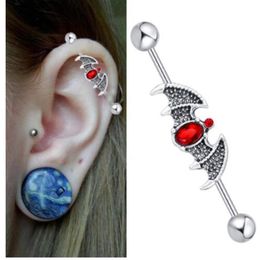 Plugs & Tunnels Drop Delivery 2021 14G Stainless Steel Snake With Red Cz Gem Industrial Bar Piercing Barbell Earring Fashion Body 3249