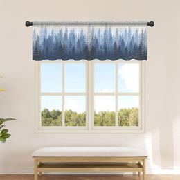 Curtain Forest Gradient Abstract Short Tulle Half-Curtain For Kitchen Door Drape Cafe Small Window Sheer Curtains